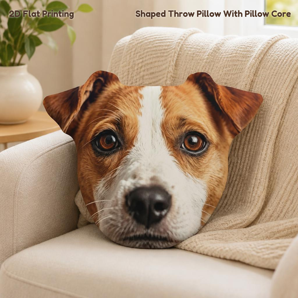 TEMU 1pc Coussin Décoratif en Peluche avec Tête Terrier, Impression Plate 2D, Design Portrait, Coussin Jeté pour Cadeau, Chambre, Canapé, Décoration