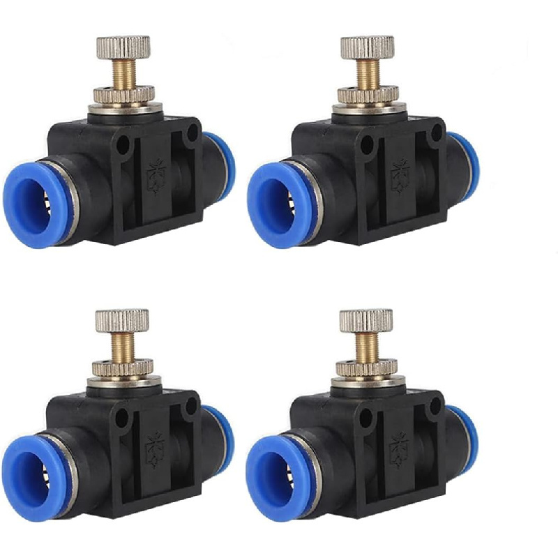 4pcs Brass-finish Pneumatic Valves -connect Push-in Fittings - Durable Plastic, Precision Airflow Regulation For Automotive, Mechanical &