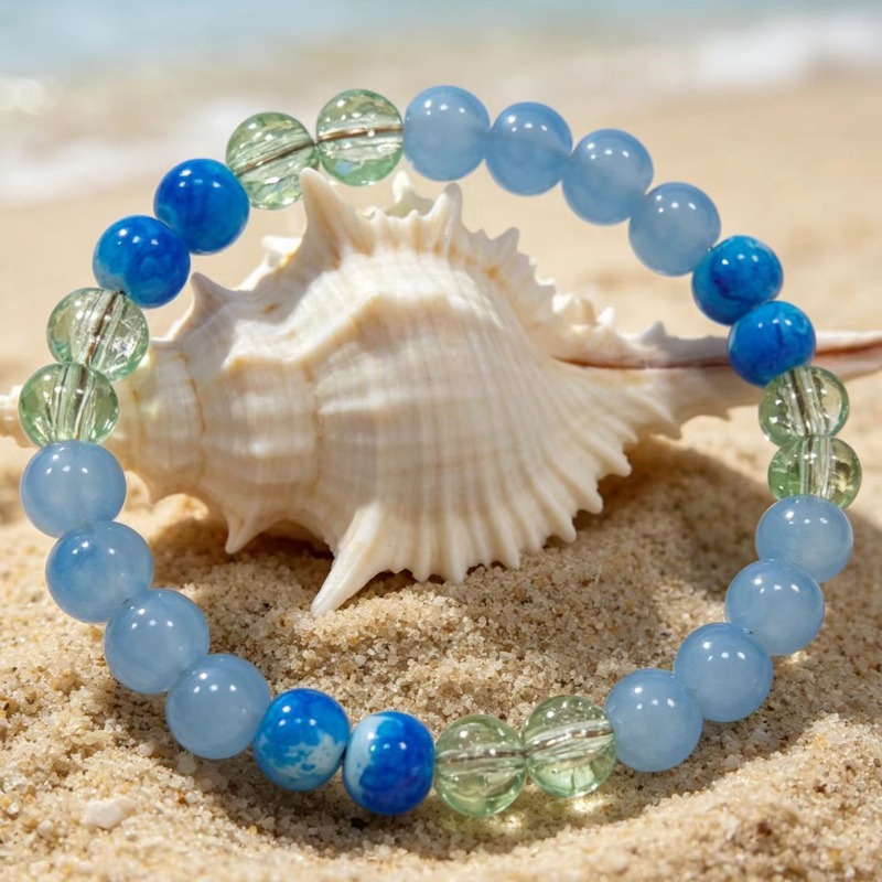 Ice-clear Sea Blue Contrast Color Bracelet, Fresh Bangle