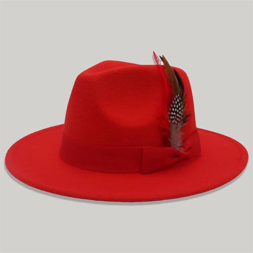 women men feather hat vintage elegant soft wide brim hat fedora hat for casual party