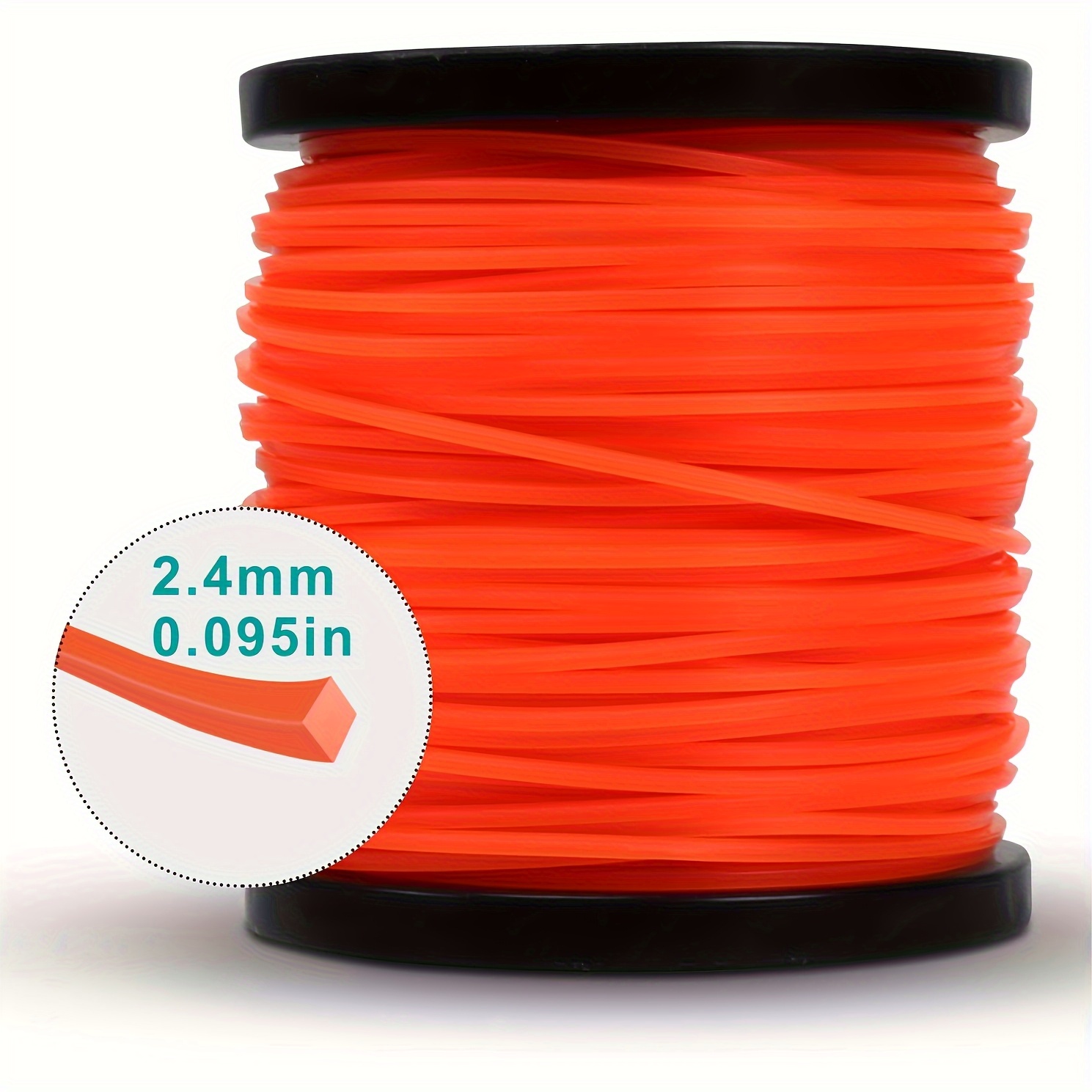 E-shop 100M/2.4Mm Robuste Quadratische Nylon-Schnittfaden - Strapazierfähiges Orange für Rasenmäher, Trimmerfaden, Kunststoffzusammensetzung,