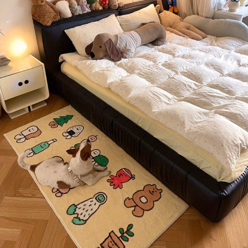 1pc of faux cashmere carpet 1000g m thickened to 10mm suitable for bedroom bedside plush carpet for dressing table non slip carpet mat Product details 1