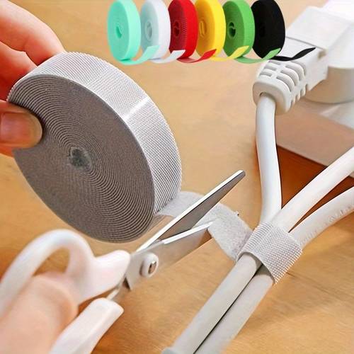 1pc 100 500cm 39 37 196 85in multi color hook and loop straps reusable cable manager wire tie telephone accessories manager cable protection tape fastening tape