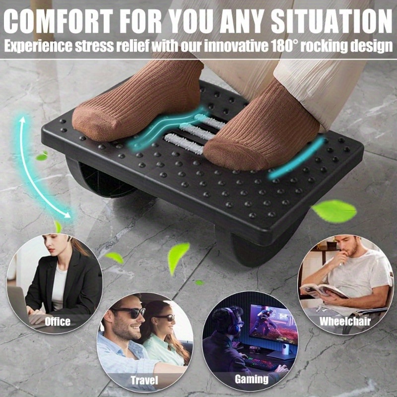Reposapiés para Debajo del Escritorio en el Trabajo - Taburetes Ergonómicos para Debajo del Escritorio de Oficina - Reposapiés Oscilante con Masajeador de Rodillos - Reposapiés para Silla - Adecuado para Personas que Se Sientan por Largos Períodos de Tiempo