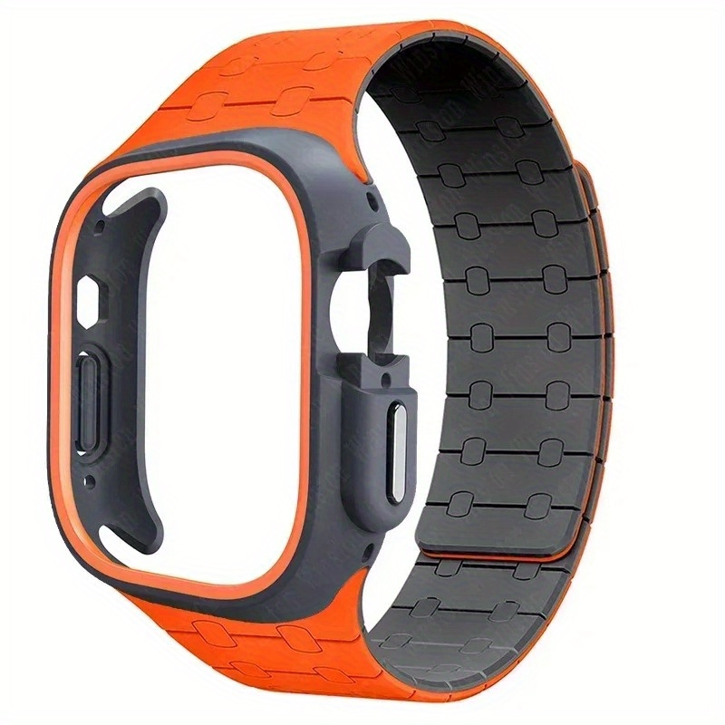 Image of Tpu Case + Silicone Strap Set For Watch Series 11/10 / 6 5 4 Se - Magnetic Watch Band & Protective Case, Adjustable Sports Band, Design, Compatible With 49mm/45mm/44mm/42mm/41mm/46mm