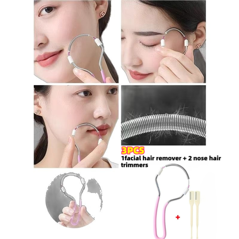 TEMU 3pcs Facial Epilator, Spring Epilator Tool, Female Lip Face Shaver, Universal Artifact For Facial Beard Leg Hair, Facial Epilator, Facial Hair
