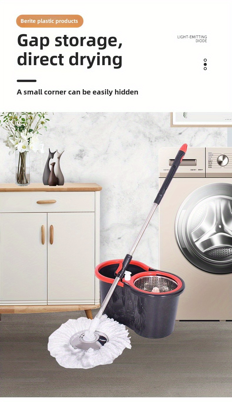 easy     spin mop set with stainless steel handle self squeeze   washing for kitchen bathroom living room bedroom details 7