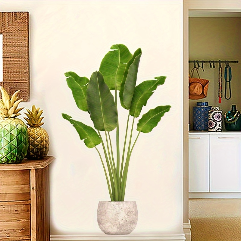 Image of 1pc Plastic Detachable Sticker, Modern Art, Green Plant, Movable Waterproof, Bedroom Living Room Decoration, Home Decoration, Room Decoration, Sticker Pack