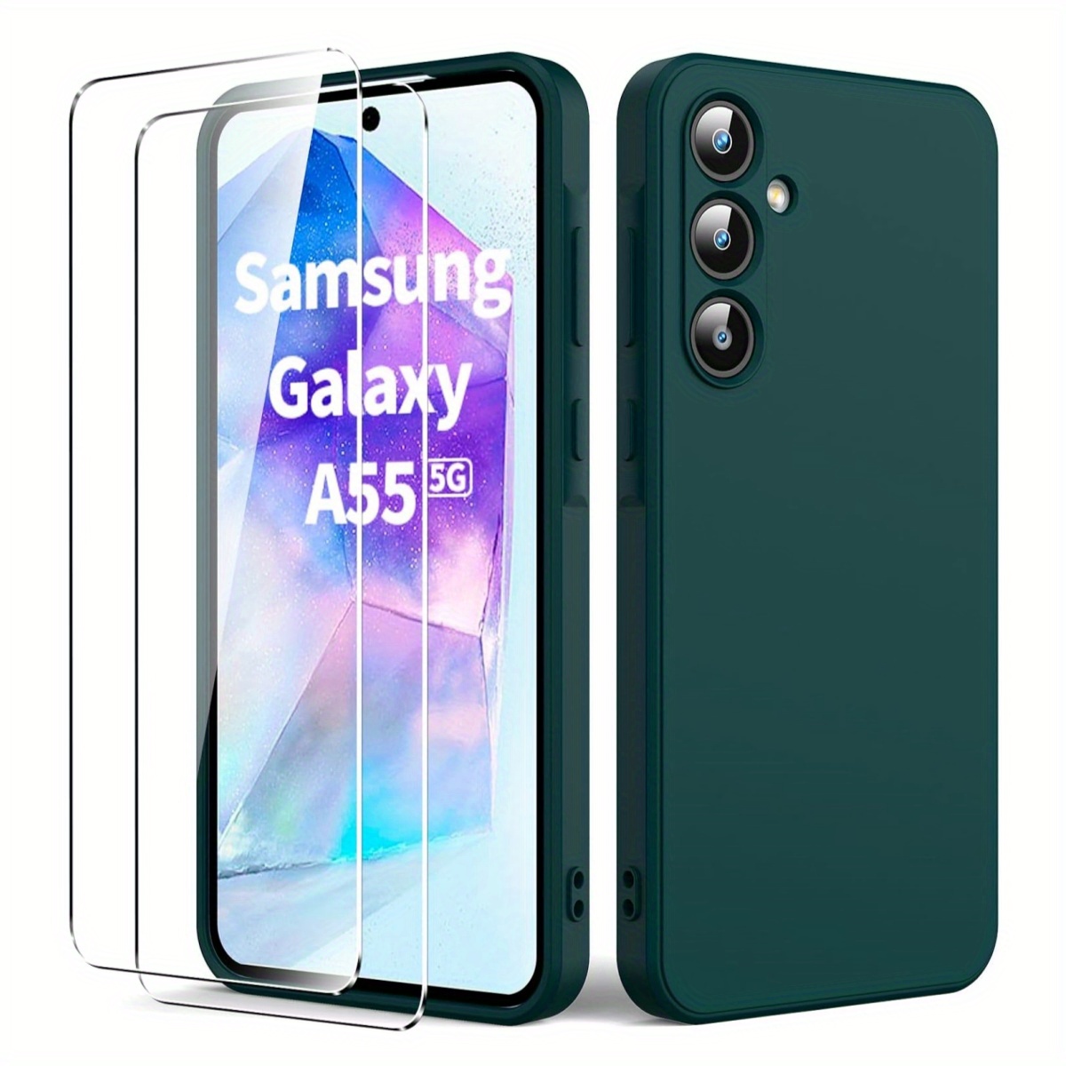 TEMU Phone Case - 3 Set [1 Phone Cover With 2 Protectors] For Galaxy A56 5g A36 A26 A15 A55 A35 A25 A15 A15 A54 A34 A14, Including 2 Tempered Glass