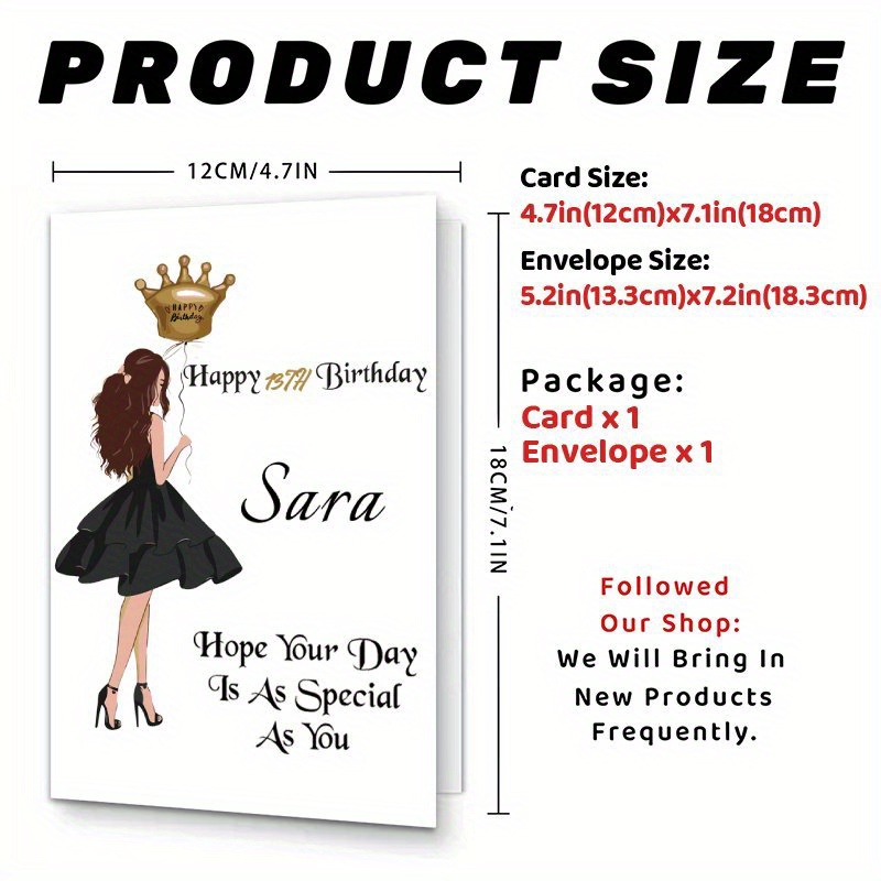 TEMU Customized 1pc Name Card, Birthday Card, Custom Date, Customized Fashion Greeting Cards, Customized For Girls, Perfect Birthday Gift For Special