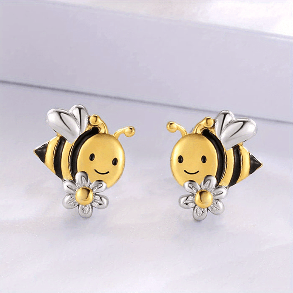 TEMU 2 Piezas de Pendientes de Abeja - Natural, Joyería para Uso Diario y Ocasiones Especiales, Regalos para Adolescentes Amantes de - , Halloween,