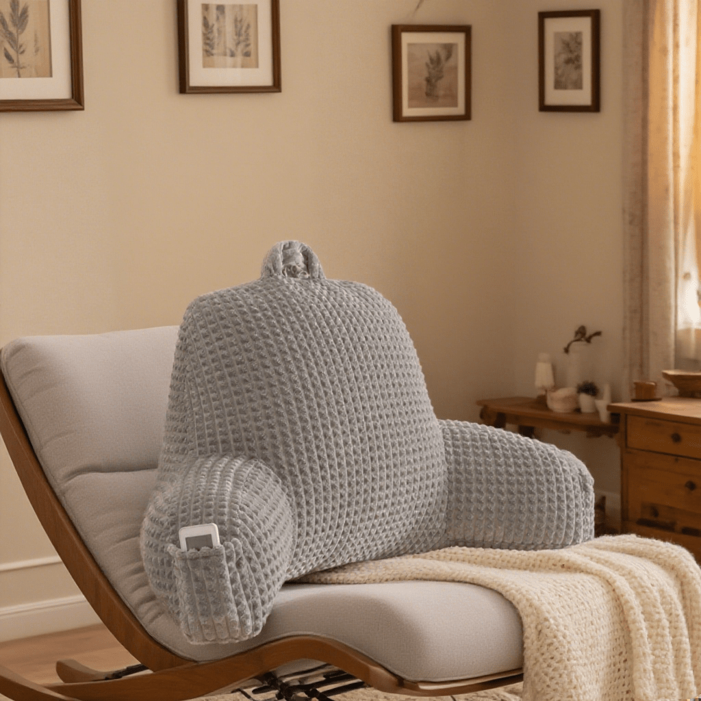 ergonomic waist support pillow lumbar pillow back support pillow striped reading pillow waist pad 2 in 1 washable pillowcase with armrests and storage bag suitable for office bed sofa desk recliner chair vehicle Product details 11