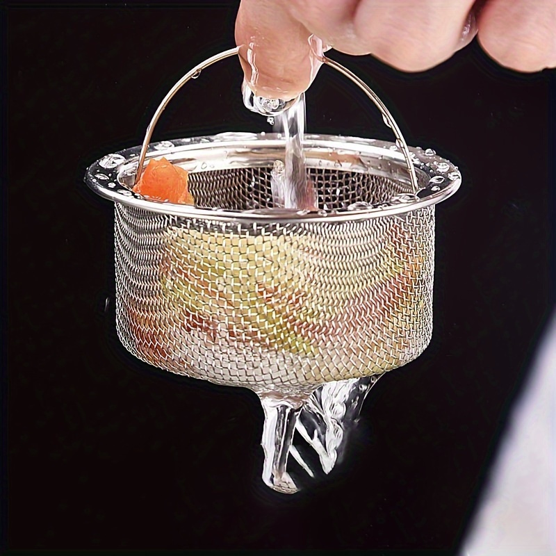 stainless steel sink strainer basket with handle   kitchen drain catcher for food   and small items details 3