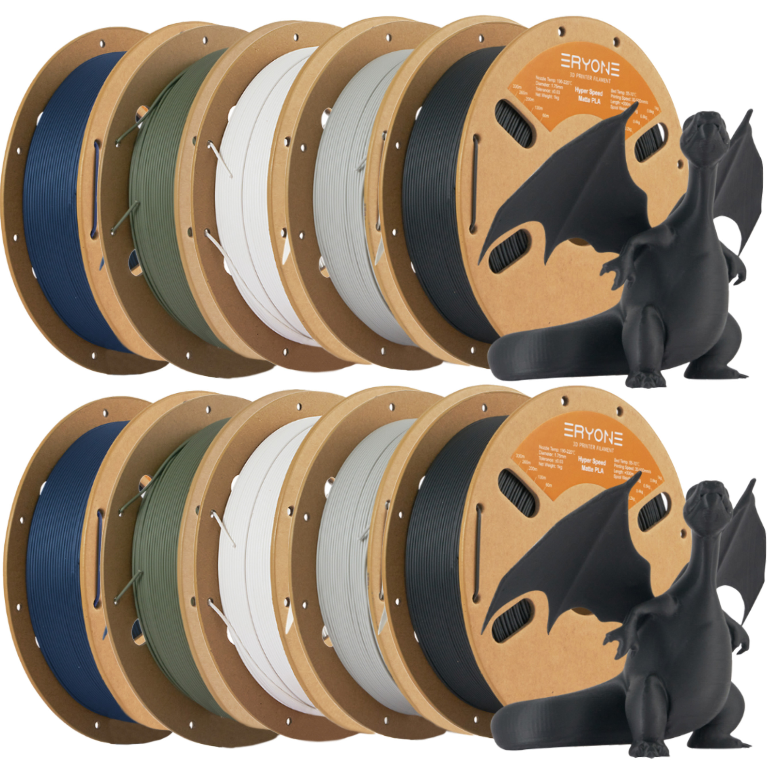 Image of Eryone Matte Pla Filament For 3d Printing, 1.75mm +/- 0.03mm, In Color Combinations With And Vibrant Color Transitions