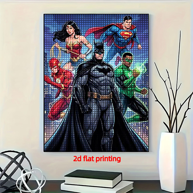 TEMU 2d Flat Printing Frameless Adult Diamond Painting League Superheroes Suitable For Craft Enthusiasts Decoration Birthday, , Halloween, Christmas,