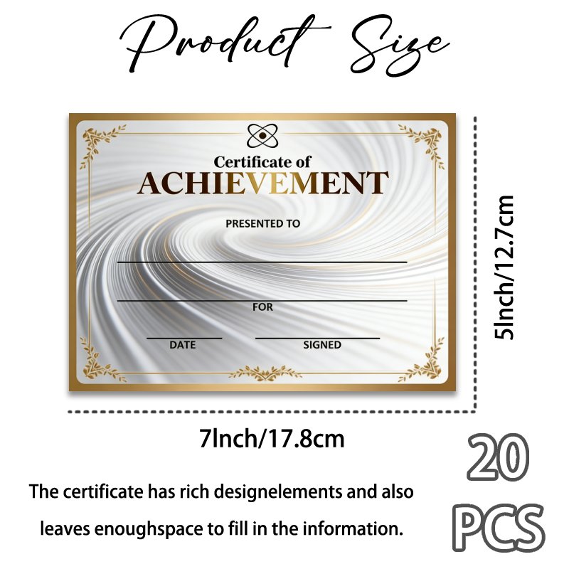 TEMU 20pcs,certificates, Uniquely Designed Elegant Blank Certificate Cards, Award Certificates Certificates For Birthdays, Baptisms, Competition
