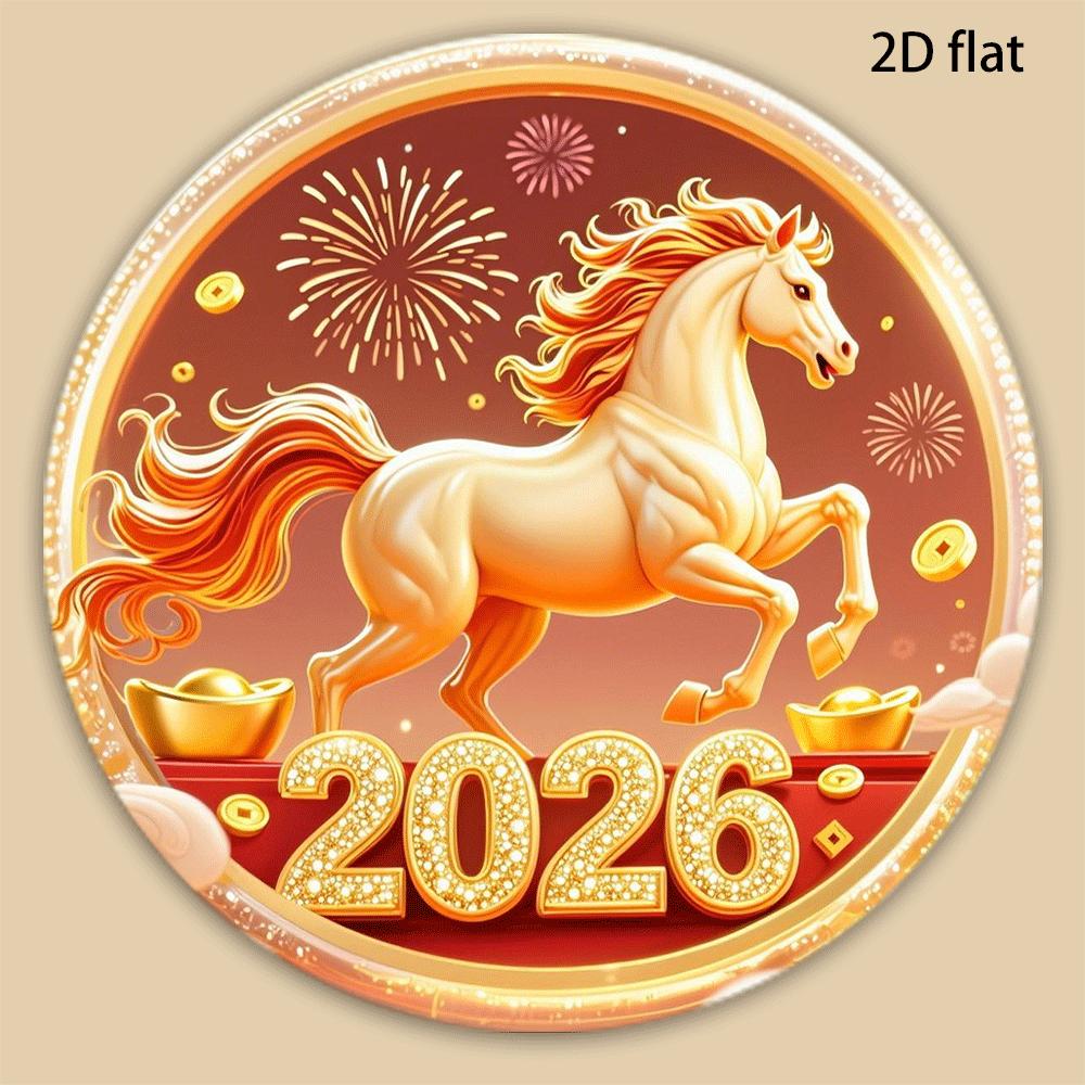TEMU 1pc 2026 Year Of Large Magnetic Fridge Magnet| Acrylic Round Home Office Whiteboard Gift - Suitable For Christmas, Halloween, Hanukkah,