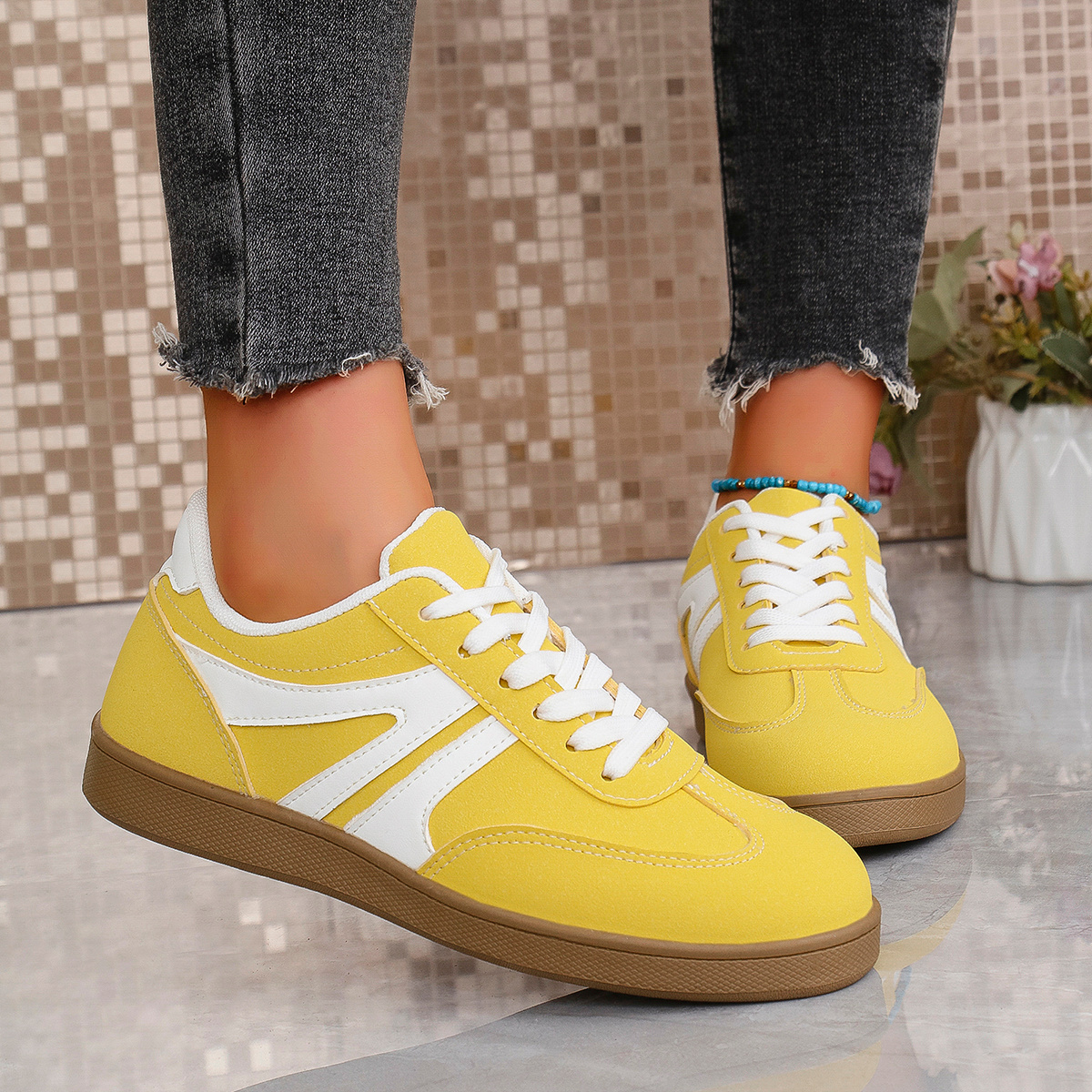 womens casual sports shoes breathable low top lace synthetic Temu