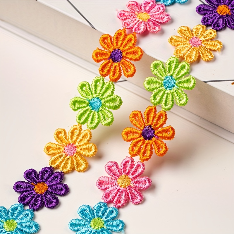 TEMU 100cm Garniture en dentelle florale brodée à - 2.5cm de largeur, couleurs assorties pour la couture, le bricolage et les décorations de mariage,
