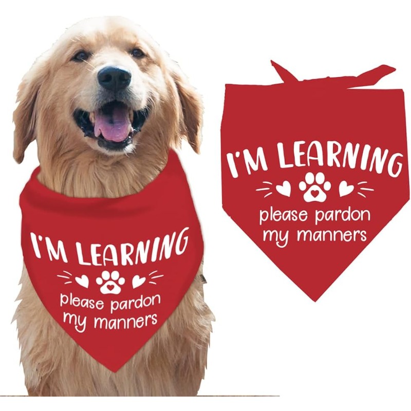 TEMU 1pc Paw Print Bandana & - Adjustable Triangle Pet Bib With Washable Handkerchief, Large 24.8"x11" For Medium/large Dogs, Training & For Potty ,