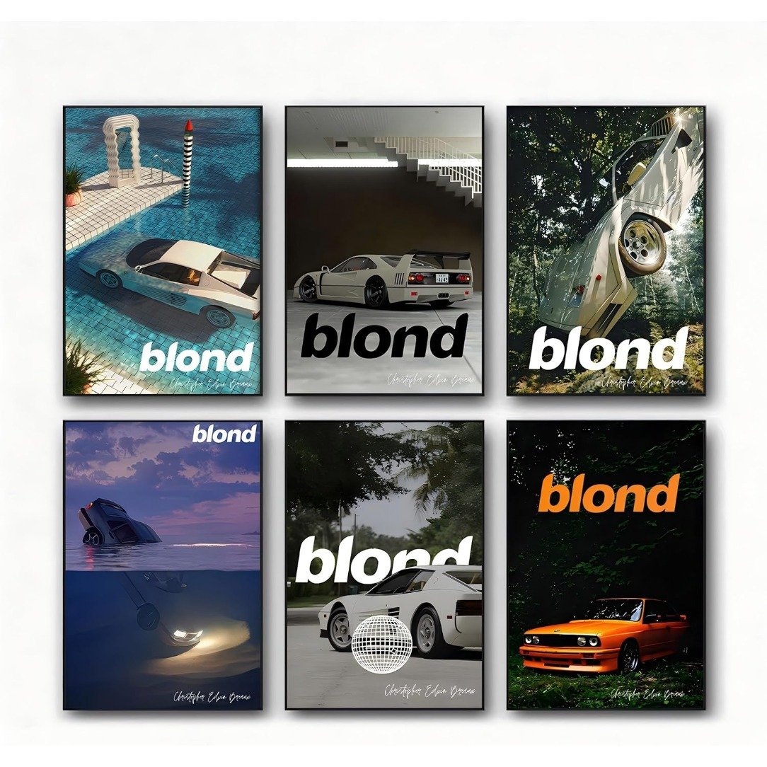 

6-pack Blond Car Posters, 8x10inch Music Album Prints, Aesthetic Room Decor For Living Room, Bedroom, Study