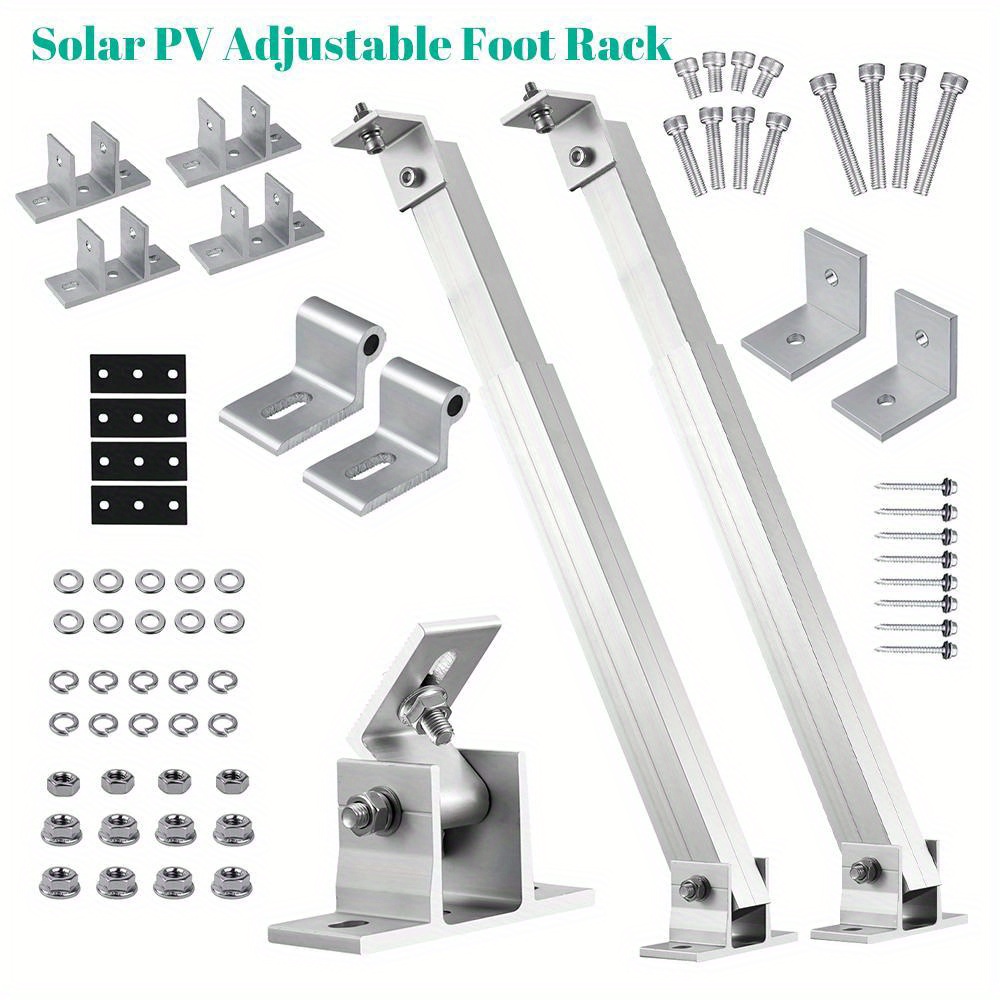 TEMU 2 Adjustable Angle And Strong Adjustable Solar Panel Tilt Mounting Brackets Made Of Aluminum Alloy, Used For Rv, Yacht, Balcony, Floor, Solar