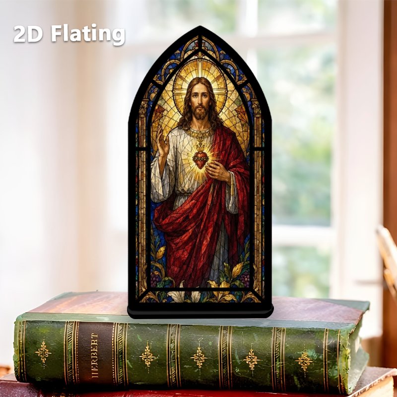 TEMU Serre-livre décoratif 1 pièce 7,87 x 3,94 pouces, style vitrail acrylique plat 2D, motif -Cœur, cadeau de Noël et d'Halloween, cadeau de