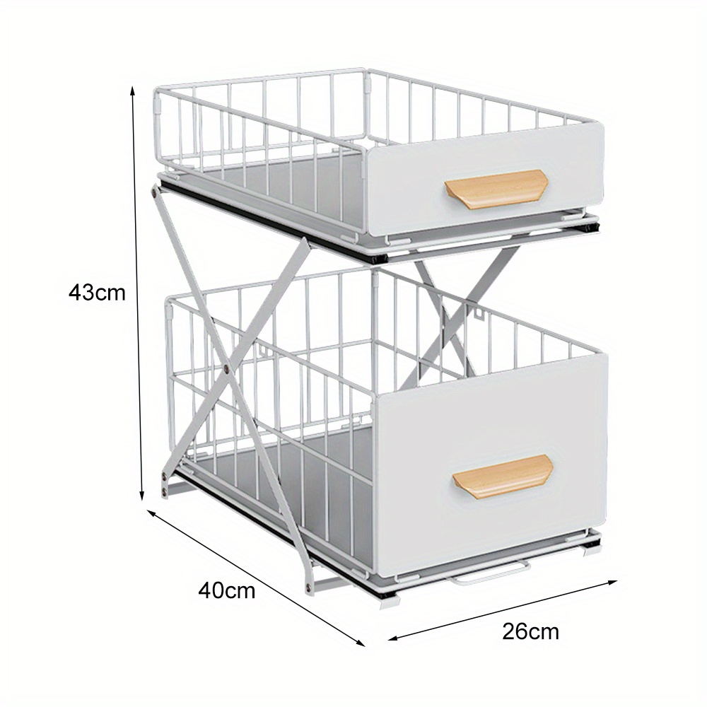 TEMU Organizzatore da Cucina Scorrevole Sotto il Lavello - Pieghevole & Regolabile, Scaffale di Stoccaggio in Metallo per e Essenziali da Cucina