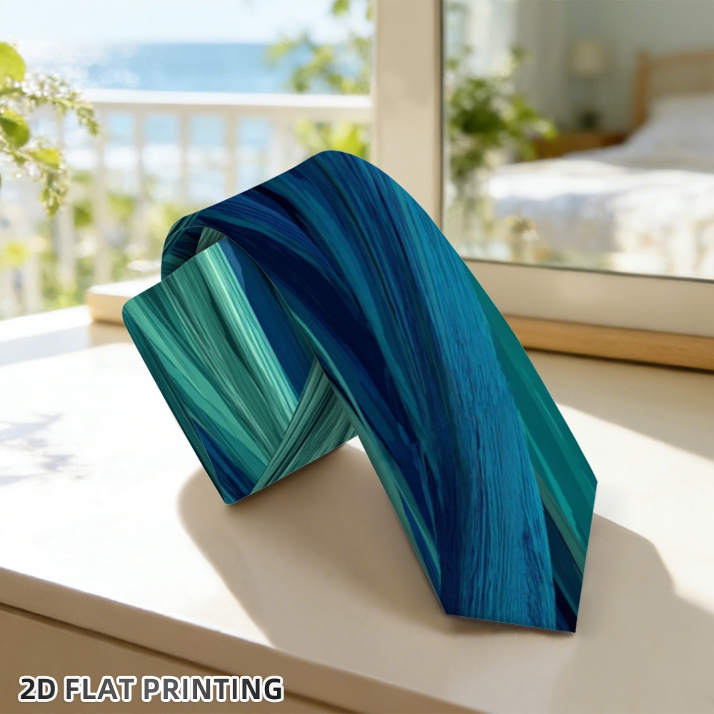 TEMU 1pc, 2d Flat Printed Tie, Designed With A Abstract Flowing Print. Perfect For Daily Wear, Weddings, Anniversaries And Formal Events. A Stylish