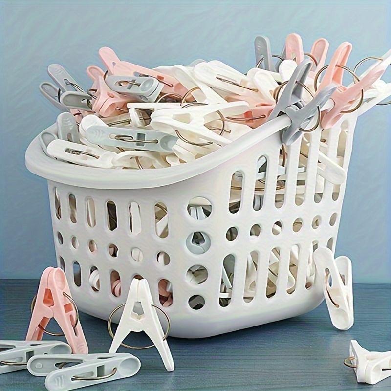 TEMU 50pcs Windproof Plastic Hangers- Durable, Suitable For Hanging Clothes, Socks, And Small Items, Home, Dormitory, And Travel Use, Laundry