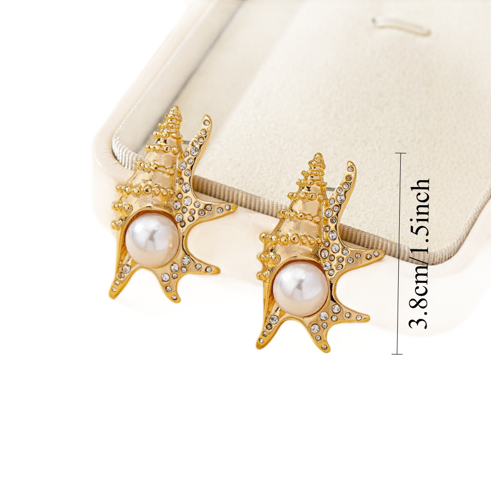 Ocean-Inspired Conch Shell Stud Earrings