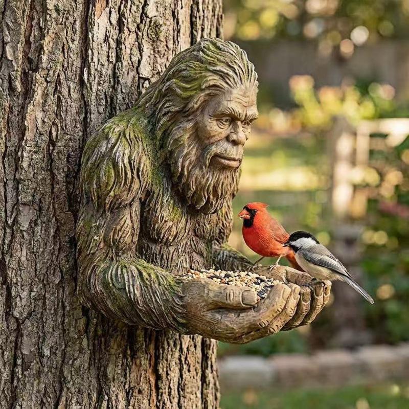 item picture Unique Bigfoot Bird Feeder for Wild Birds Quirky Forest for Man Design Attracts More Birds to Your Garden Durable Outdoor Use