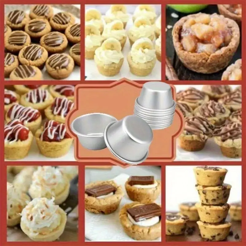 10pcs non stick mini cake molds heavy duty aluminum cupcake egg taco baking trays rounded edges for saving nonstick dessert pans for valentines christmas birthday parties easy clean reusable modern bakeware durable bakeware Product details 0