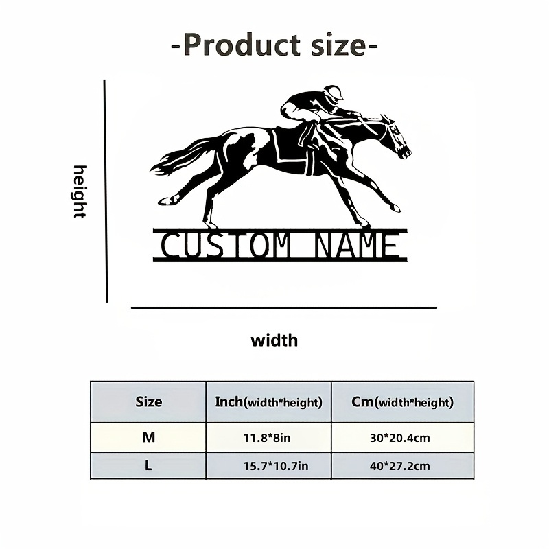 TEMU Wall Sculptures 1pc Personalized Metal Wall Art- Custom Name And Horse Silhouette Decoration, Indoor/outdoor Equestrian Theme Room Decoration,