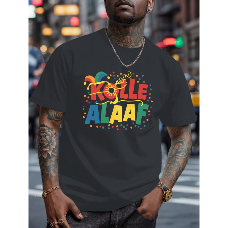 

Men's "k Lle " Jester Hat Graphic T-shirt - Casual Polyester Short Sleeve Crew Neck Tee, Vibrant Summer Wear, Machine Washable