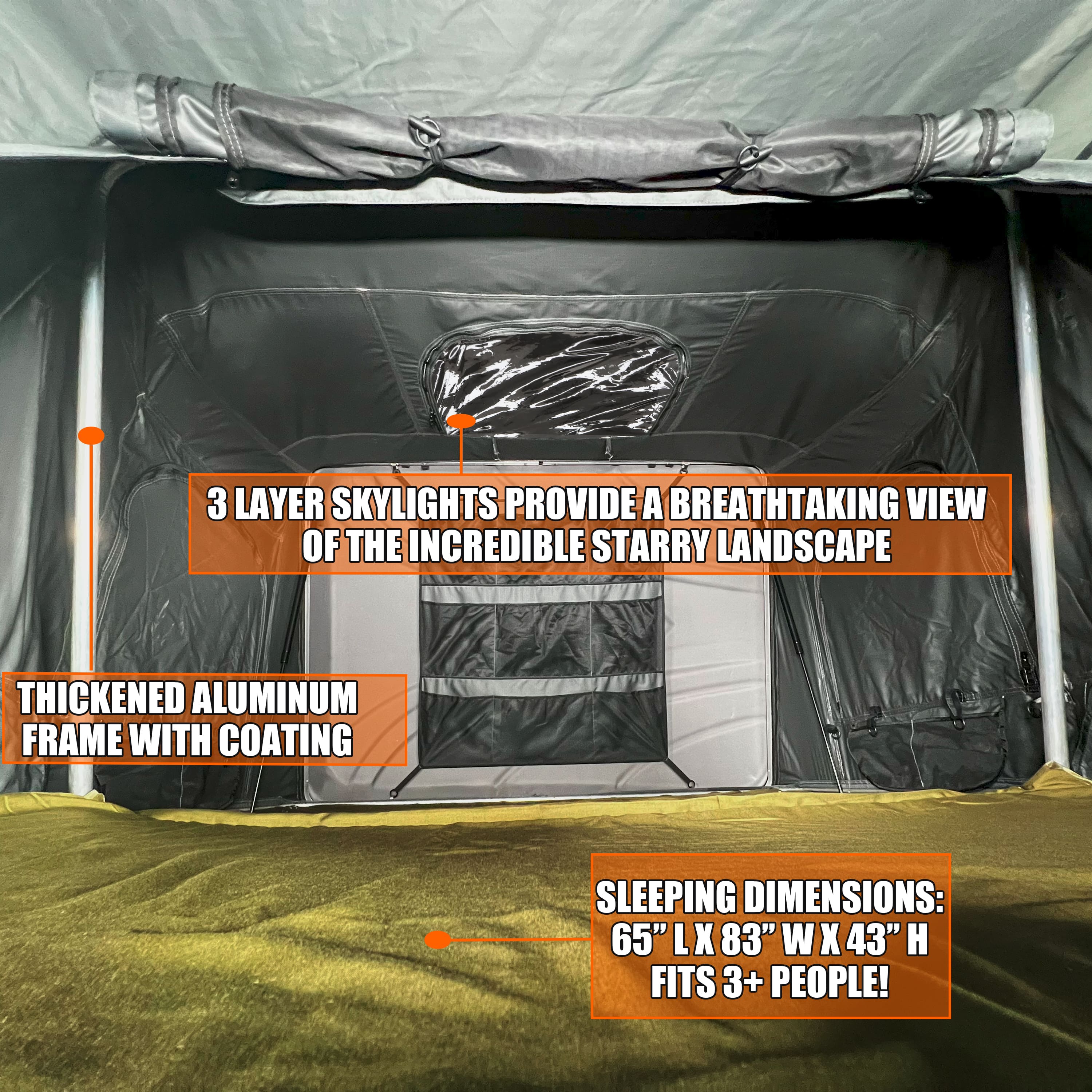 bivvyy v2 quick   up hardshell roof top tent heavy duty suv truck roof tent with tent fly weather camping shelter vehicle mounted for setup zippered door no external poles required Product details 6