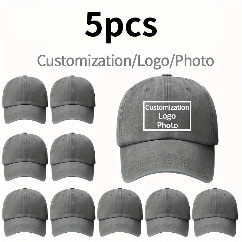 TEMU 5pcs Personalized Custom Baseball Caps - Custom Name/text/logo Suitable For Hiking, Cycling, Team Building, Mardi Gras & Events, Vintage