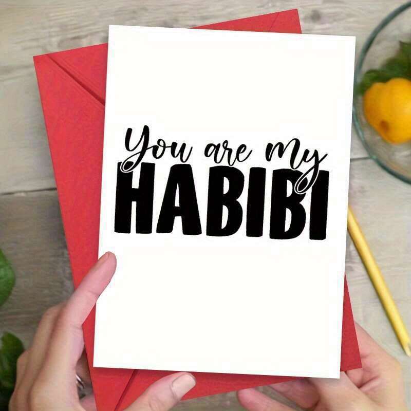 TEMU Elegant Arabic "" Greeting Card With Envelope - For Birthdays, Anniversaries, And Special Occasions - An Ideal Gift For