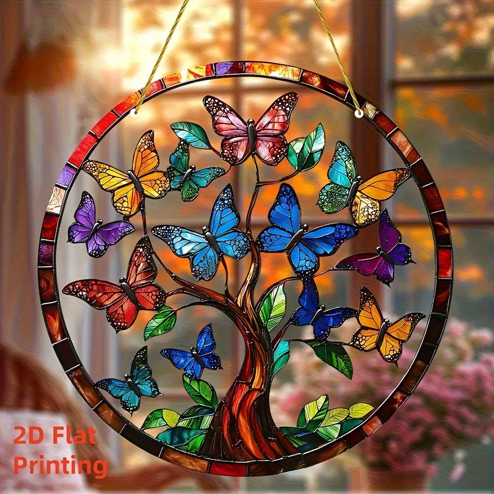 TEMU 2d Flat Tree Of Life Suncatcher - 5.91"x5.91inch Acrylic Window Decoration, Unique Gift For , Parents, Grandparents, Exquisite Detail Design,