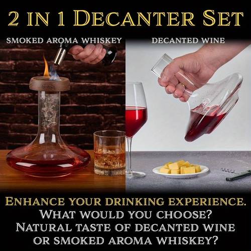 set whisky and wine wooden 60 fl oz glass scotch bourbon red wine handmade set gift for men