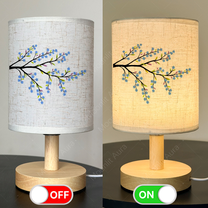 Fabric Desk Lamp, USB Powered Nightstand Light for Bedrooms
