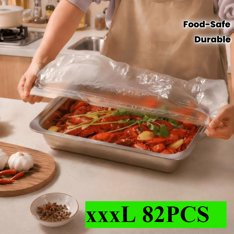 TEMU 82 piezas de envoltura de plástico desechable extragrande XXXL transparente - Material de polipropileno para alimentos, adecuado para snacks,
