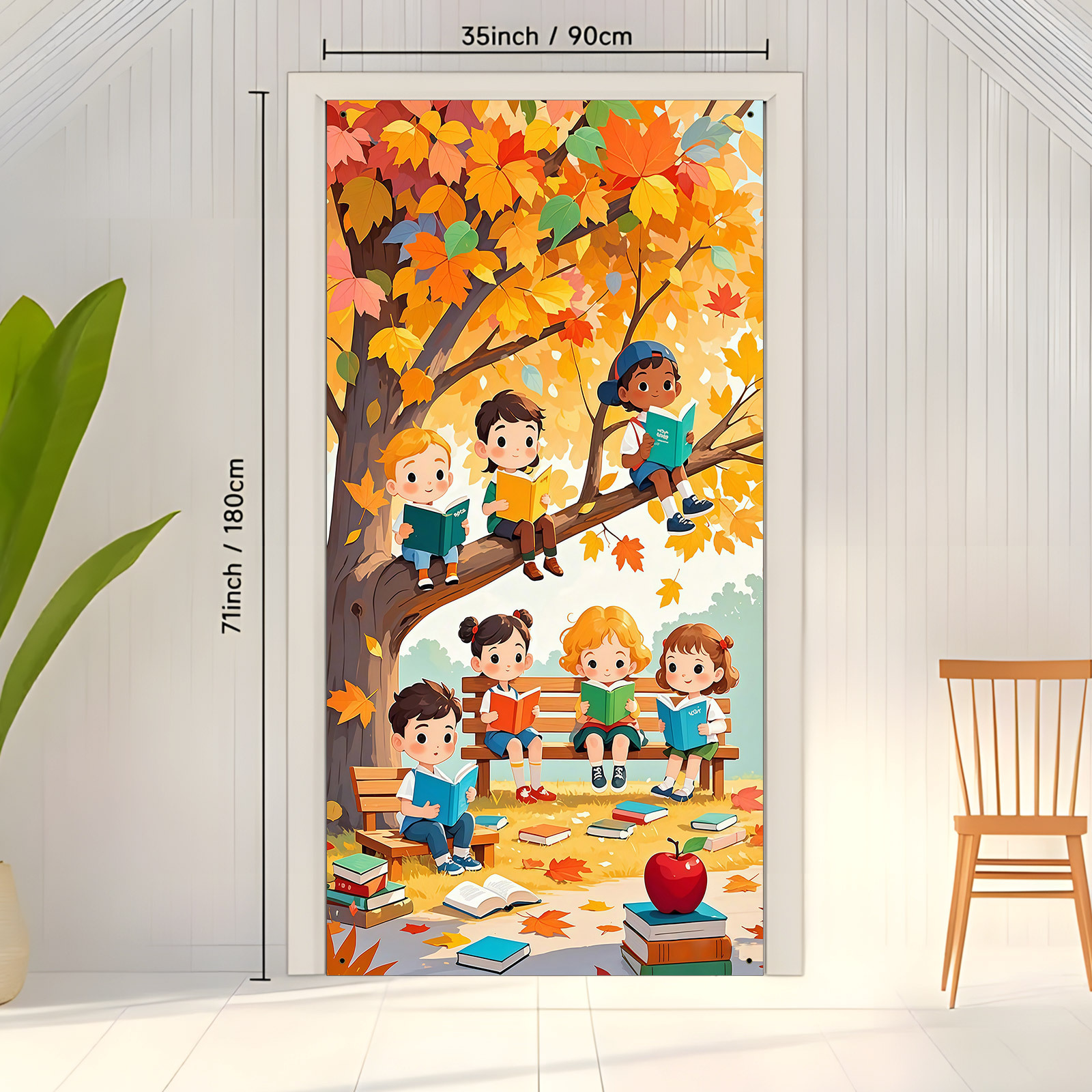 TEMU Party Banner, 1pc (35*70 Inches / 90*180 Cm), Made Of Polyester, A Versatile Door Frame Banner For Day - Featuring A Fall Orange- Design,