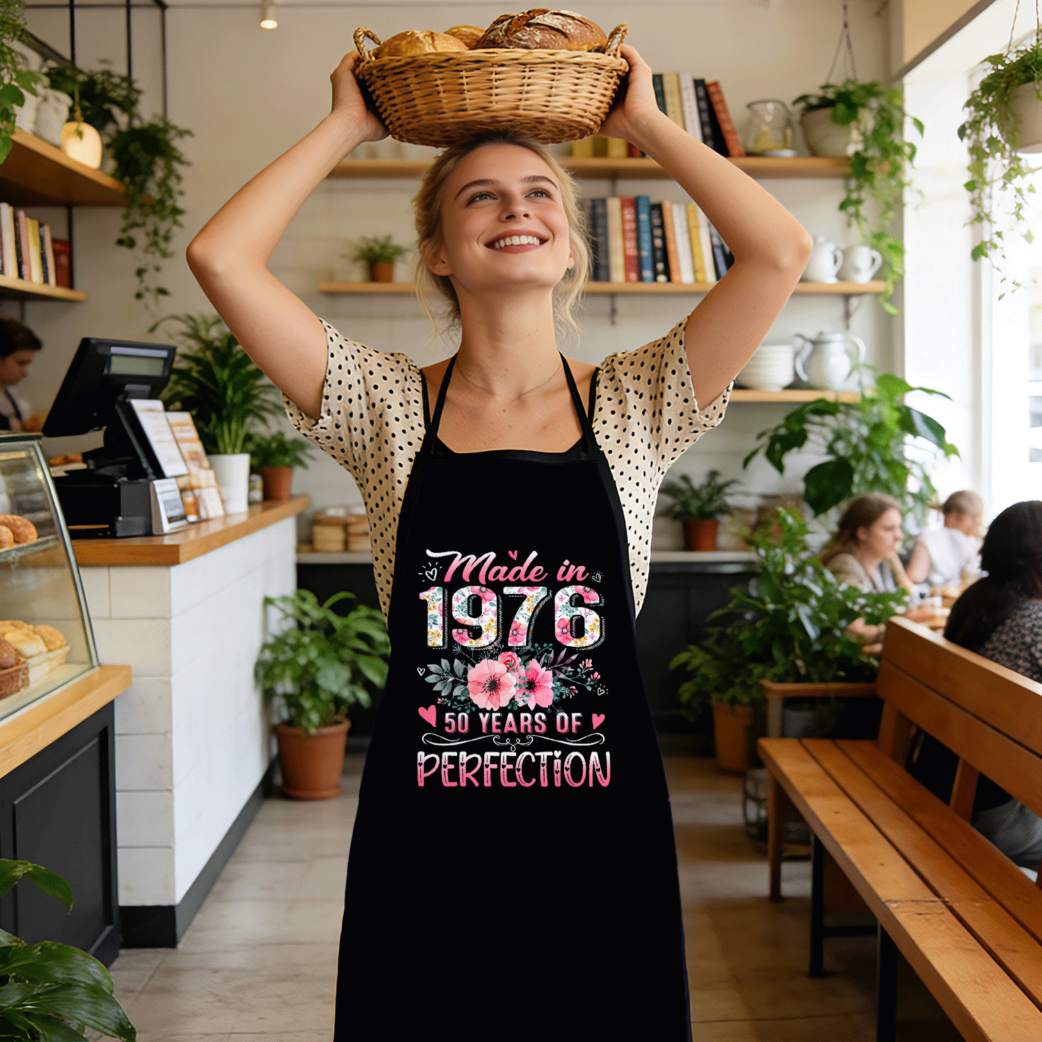 E-shop 1976 Hergestellt – Blumenmuster 50. Geburtstag 50 Jahre Perfektion Camiseta, Muster Schürze – Langlebig, Bequem Spaß Schürze Unisex Kochgeschenk