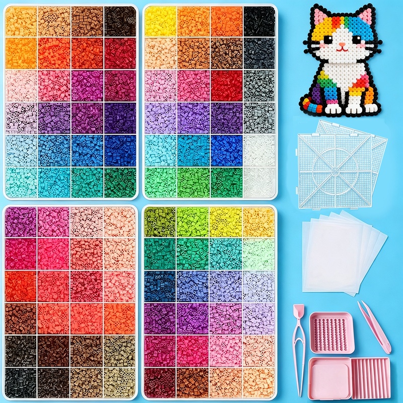 TEMU 45000pcs 96 Colors 2.6mm Small Size Pinpindoudou, 4pcs Assemblage Zone Additions Set, 3d Puzzle Model, Melting Beads Handmade Gift, Jewelry