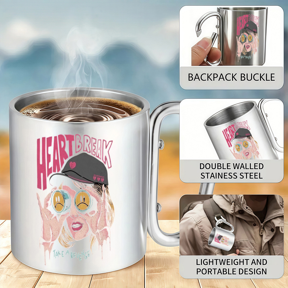 1pc 10oz insulated stainless steel coffee mug with handle double wall leak proof travel cup durable for hot cold drinks ts   break song lyrics album   reproduction compatible with swifties 6