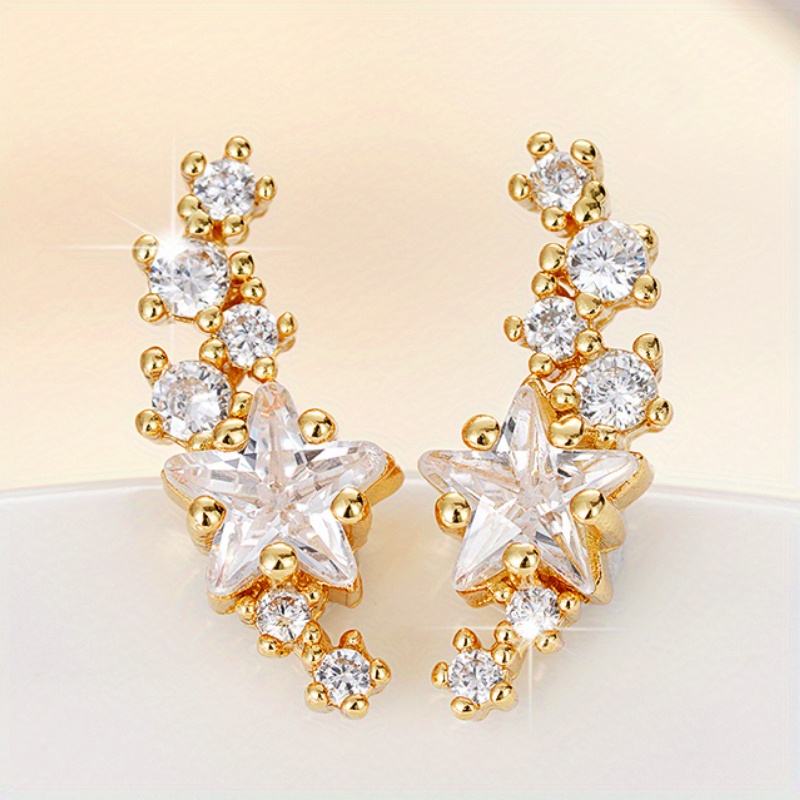 E-shop Exquisite Funkelnde Synthetische Zirkonia Stern Ohrringe für Frauen – Urlaub, , Casual, Süßer Stil – Exquisites Geburtstagsgeschenk Schmuck
