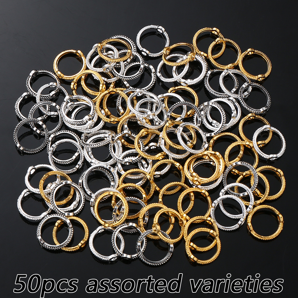 TEMU 50pcs 11Mm Cuentas Enrolladas Vintage Redondas y Hexagonales con , Aros de Conexión de Color Aleatorio, con Orificio para Abrazaderas de Pulsera