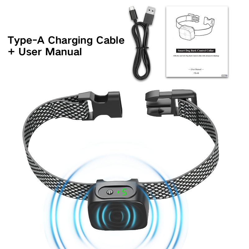 TEMU 3-in-1 Dog Collar + Charging Cable + User Manual, 3 Items: Bark Control Collar, Dog Training Collar, Monitor, Automatically Identifies Dog ,