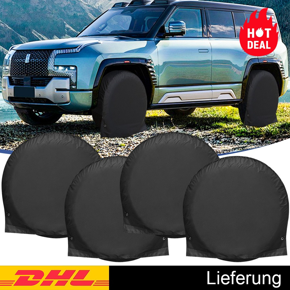 Zree 4pcs Car Tire Covers For 27-29 Inch Wheels, Pvc Suv Trailer Tire Protector, Black